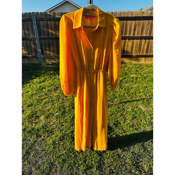 LDT Dresses & Skirts - LDT Yellow Button Down Maxi Dress Size 2